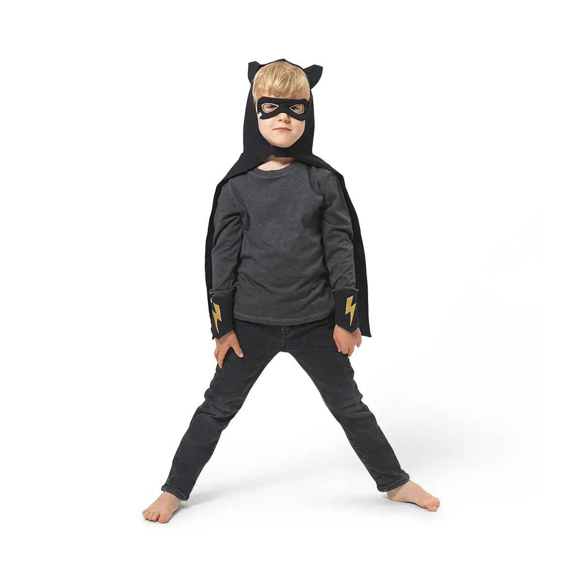 Fabelab Kinderkostüm „Superheld“, schwarz