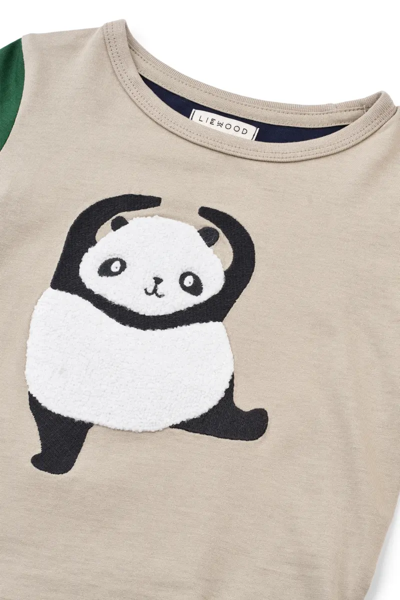 Liewood Langarm Kinder-T-Shirt Apia „Panda / Mist / Classic navy multi mix“