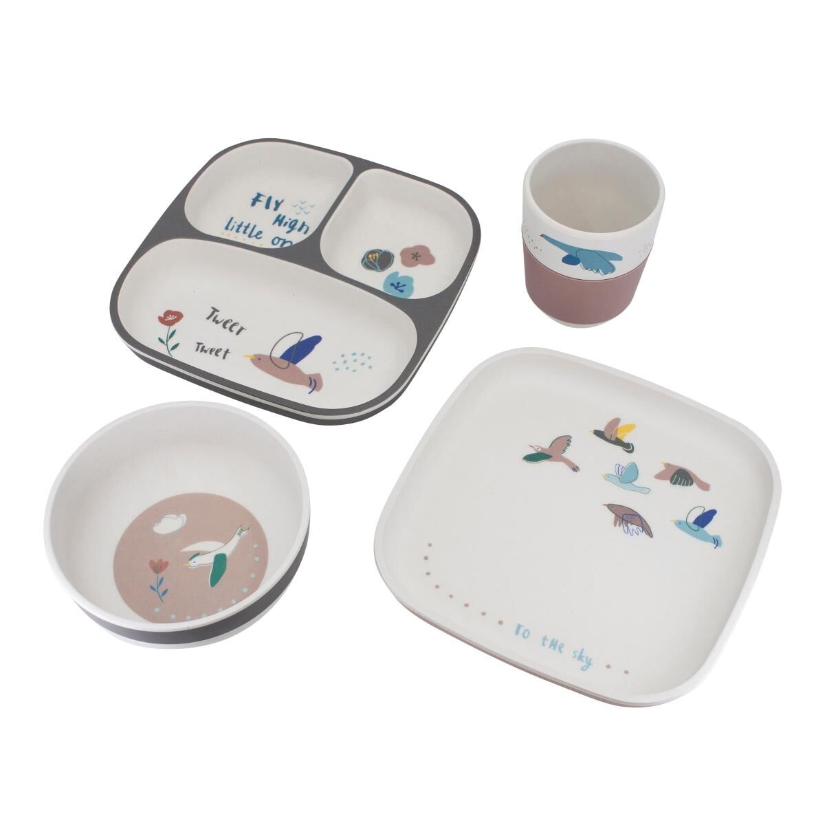 Sebra Bambus Melamin Geschirr-Set Singing Birds