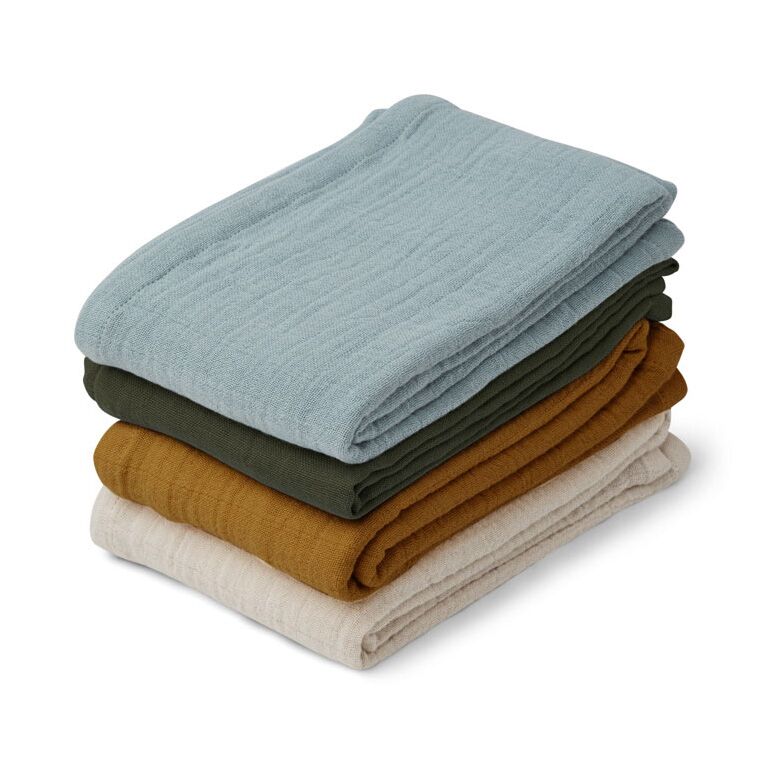 Liewood Leon Mulltuch-Set „Blue multi mix“, 4er-Pack, 60x60cm