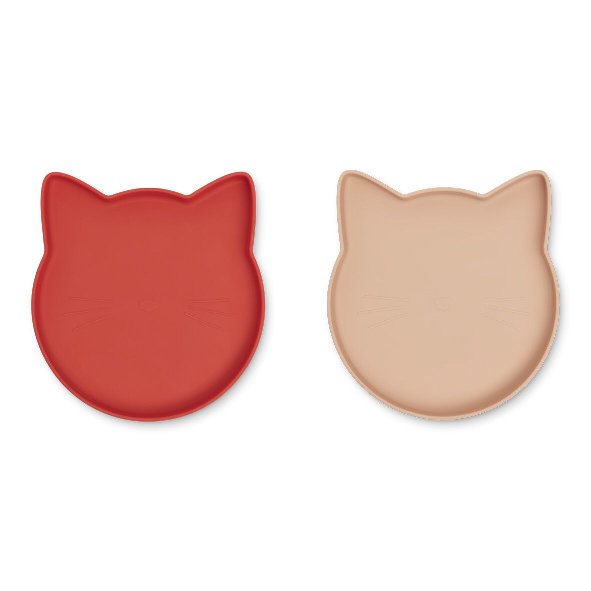 Liewood Marty Teller „Cat apple red : tuscany rose mix“, Silikon Kinderteller, 2er-Set 01
