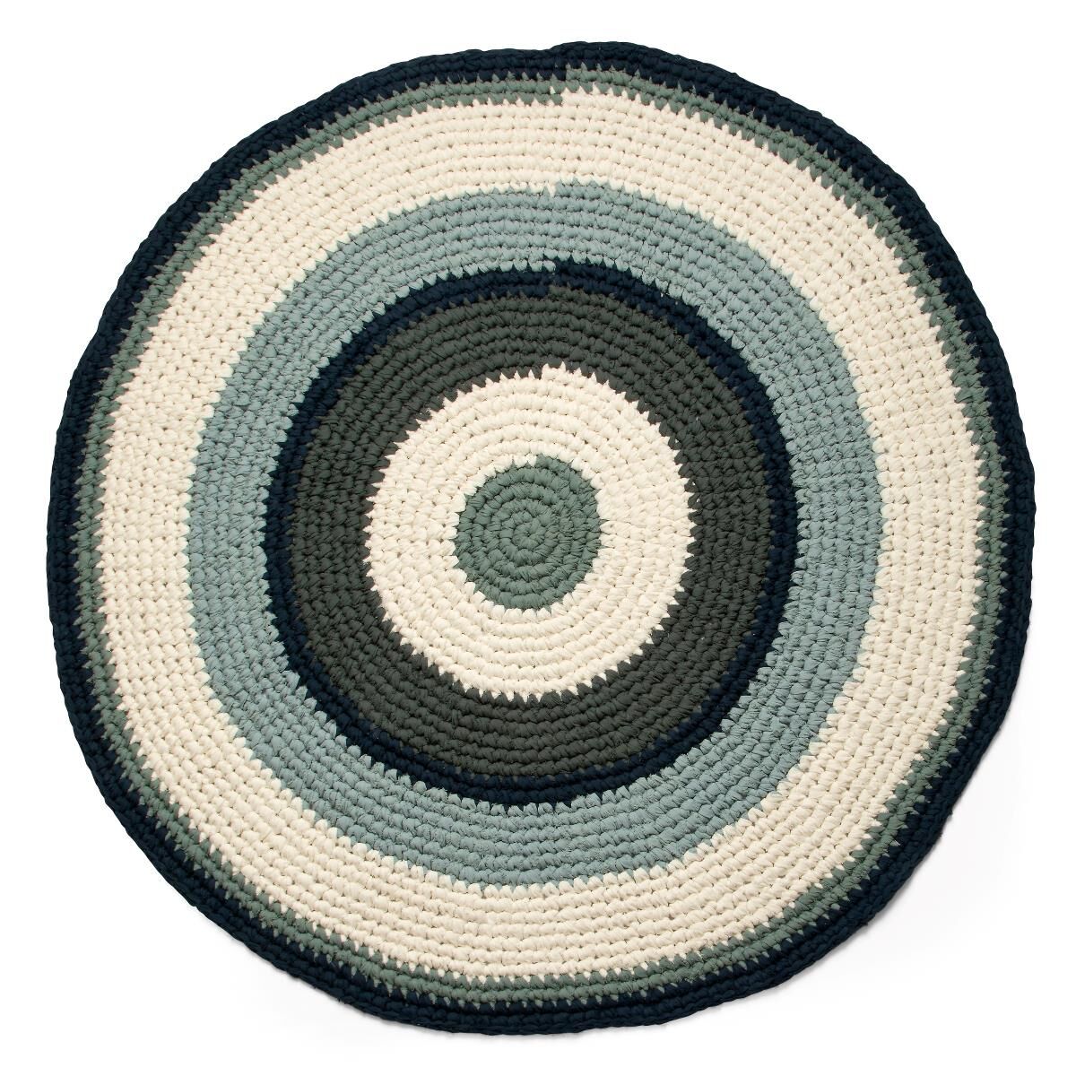 Sebra Häkelteppich „Hazy Blue“, ø120cm