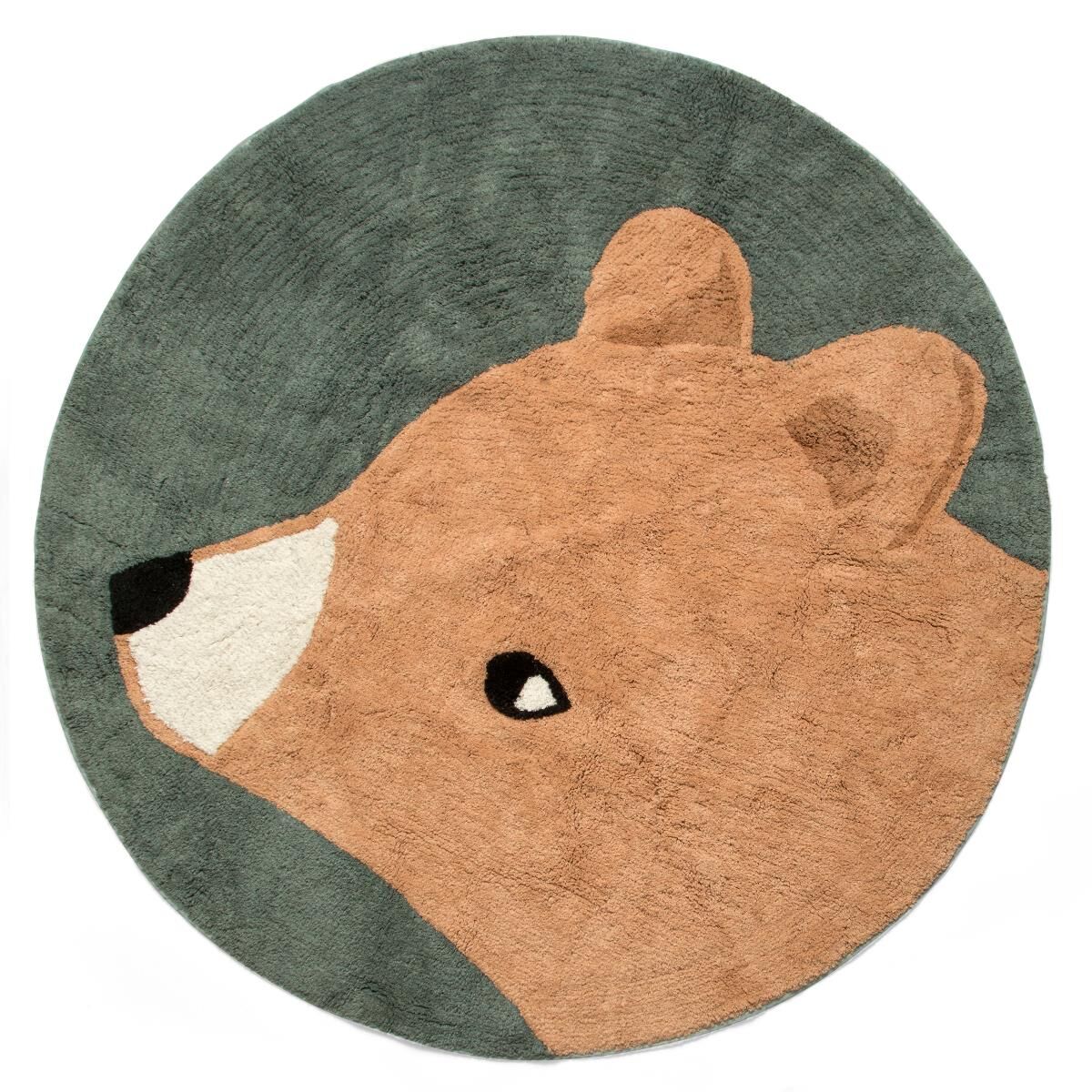 Sebra Teppich, gewebt, Woody der Bär „midnight green“, ø120cm