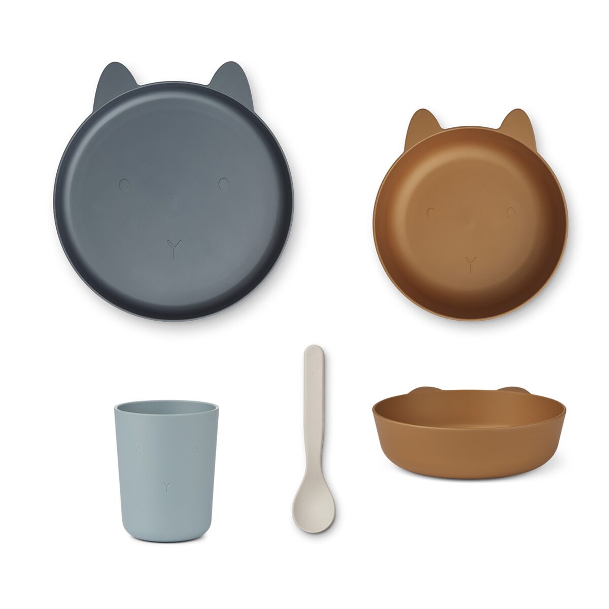 Liewood Paul Kindergeschirr-Set aus PLA „Rabbit whale blue multi mix“