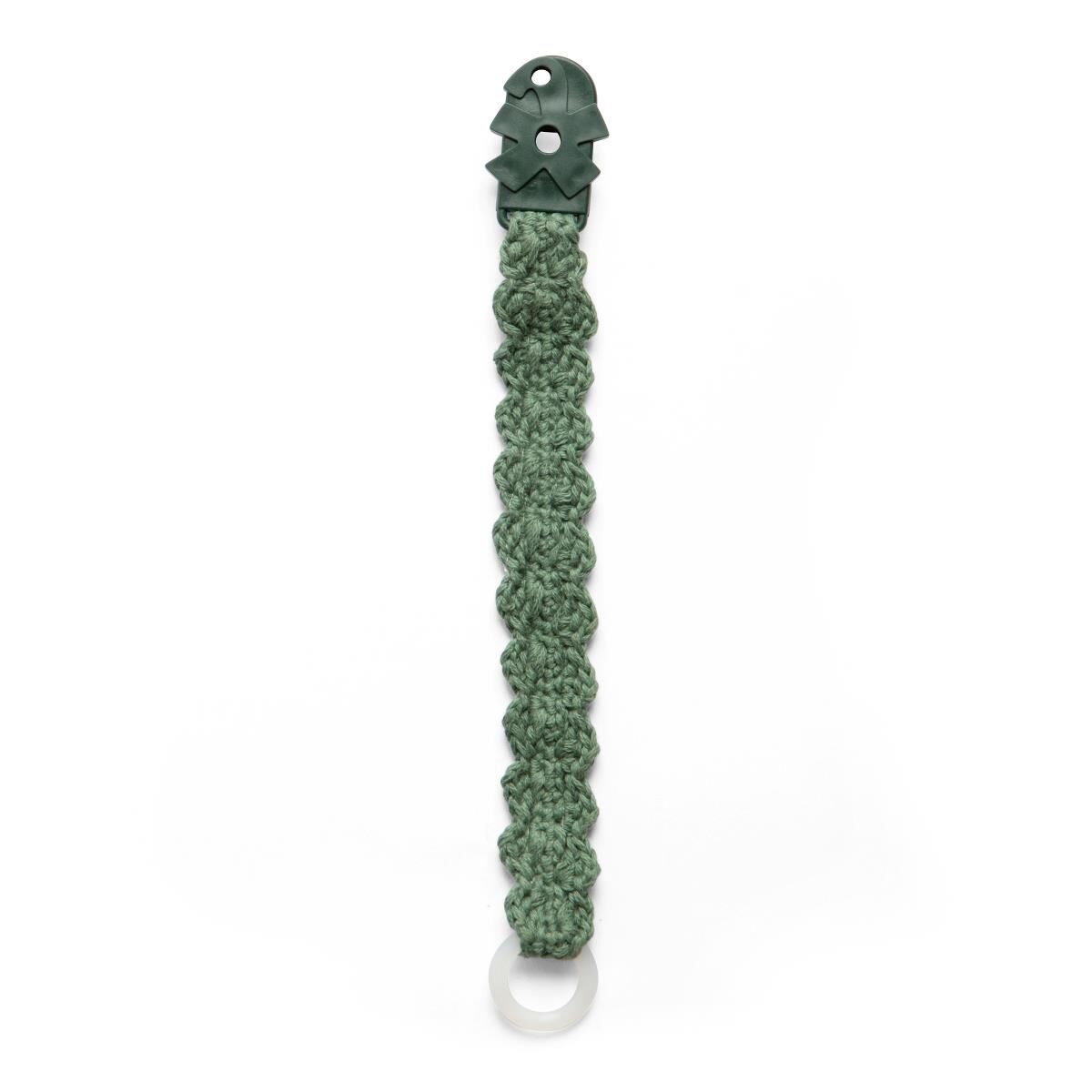Sebra Häkel-Schnullerkette, Schnullerband, bottle green