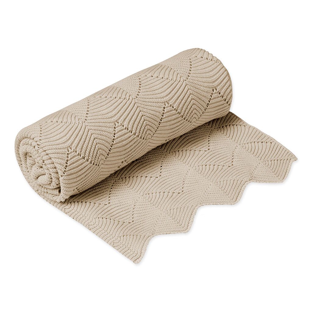 Cam Cam Jackobsmuschel-Strickdecke „Almond“, 80x100cm, GOTS 01