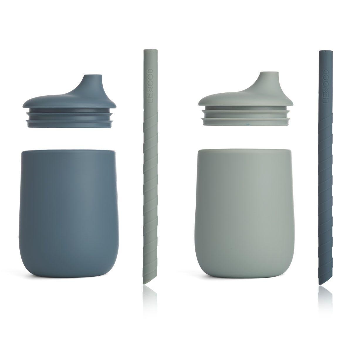 Liewood Ellis Trinkbecher „Whale blue / Dove blue mix“ aus Silikon, 2er-Set – Bild 2