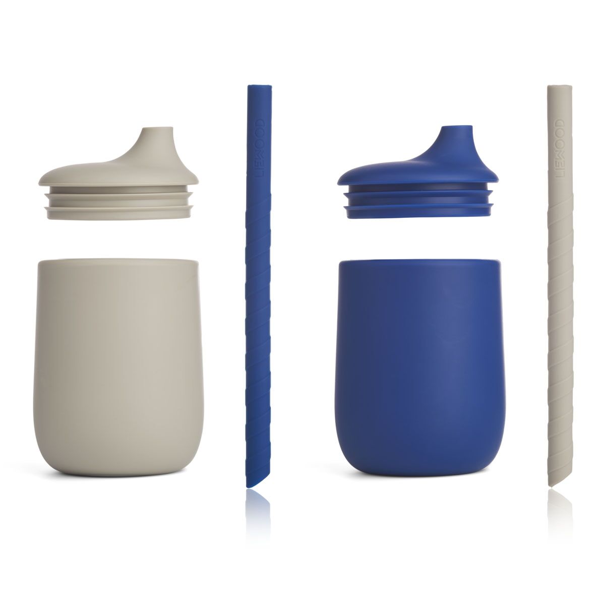 Liewood Ellis Trinkbecher „Nebelgrau / Surf blue mix“ aus Silikon, 2er-Set – Bild 2