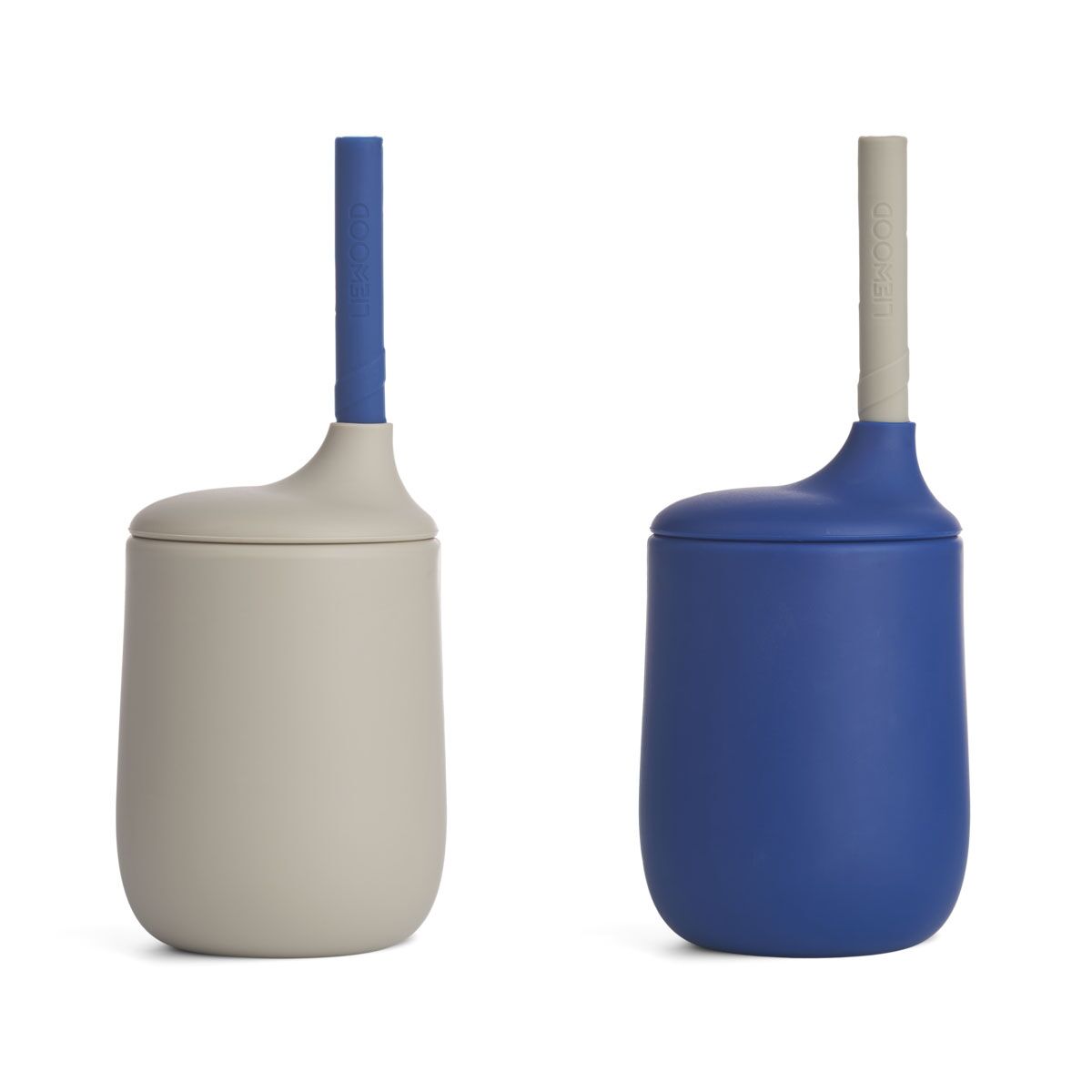 Liewood Ellis Trinkbecher „Nebelgrau / Surf blue mix“ aus Silikon, 2er-Set