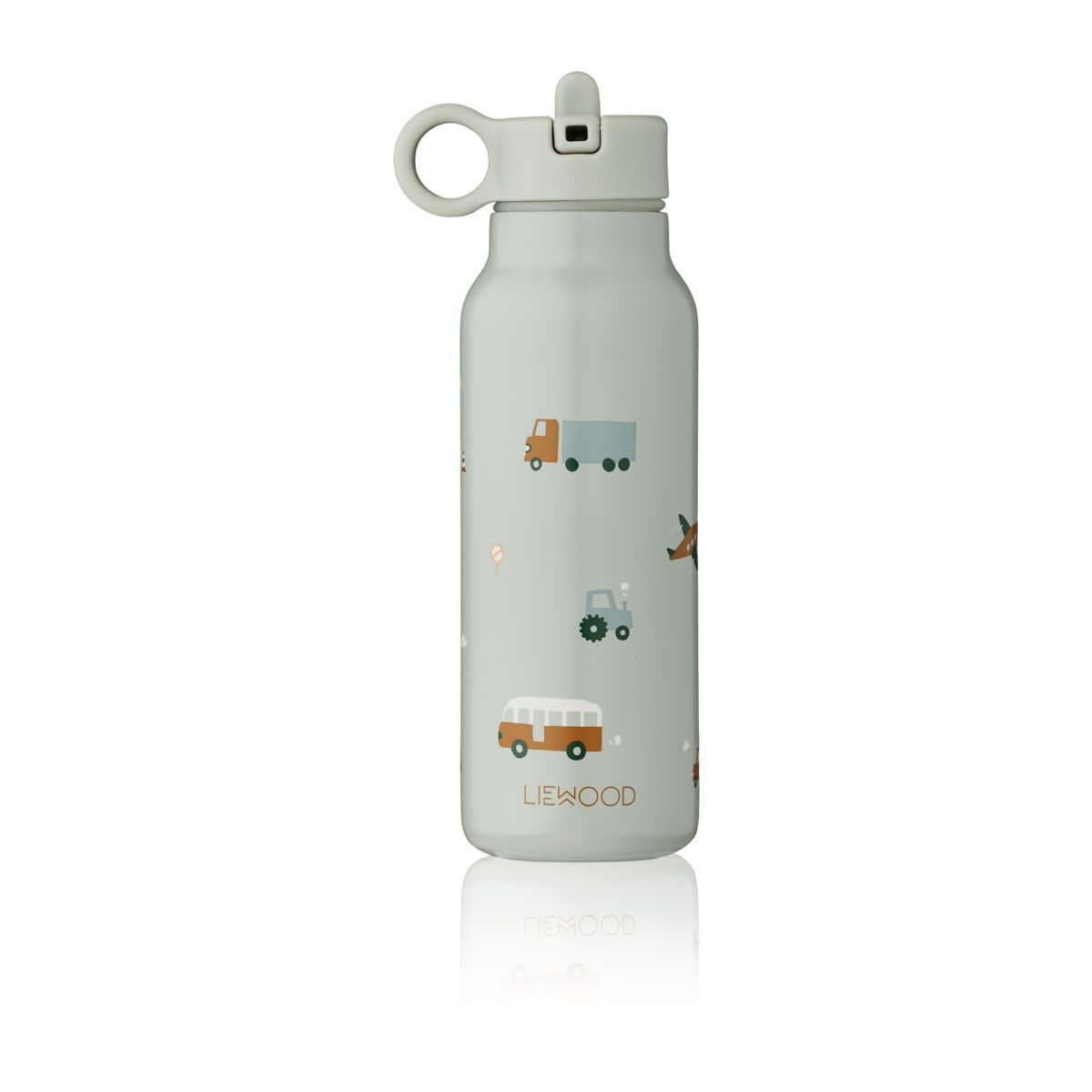 DELISTED Liewood Falk Edelstahl Trinkflasche „Vehicles / dove blue mix“ 350ml, Medium