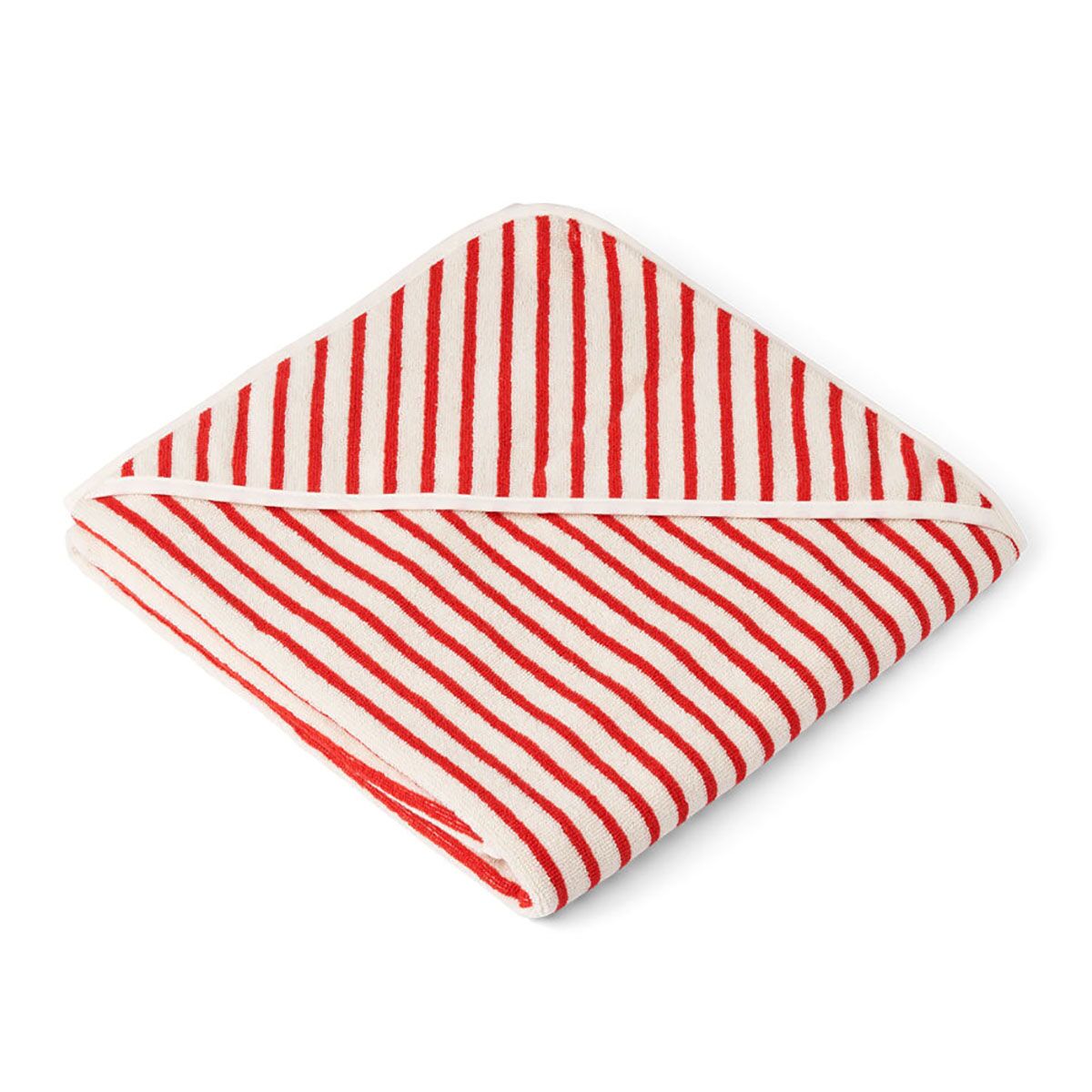 Liewood Kapuzenhandtuch Louie „Apple red : creme“, gestreift, 100x100cm 01