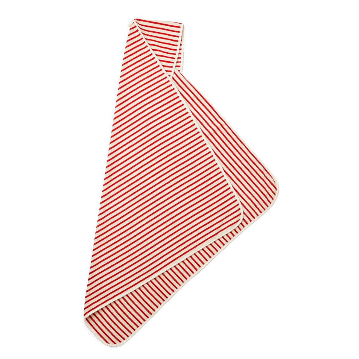 Liewood Kapuzenhandtuch Louie „Apple red : creme“, gestreift, 100x100cm 02