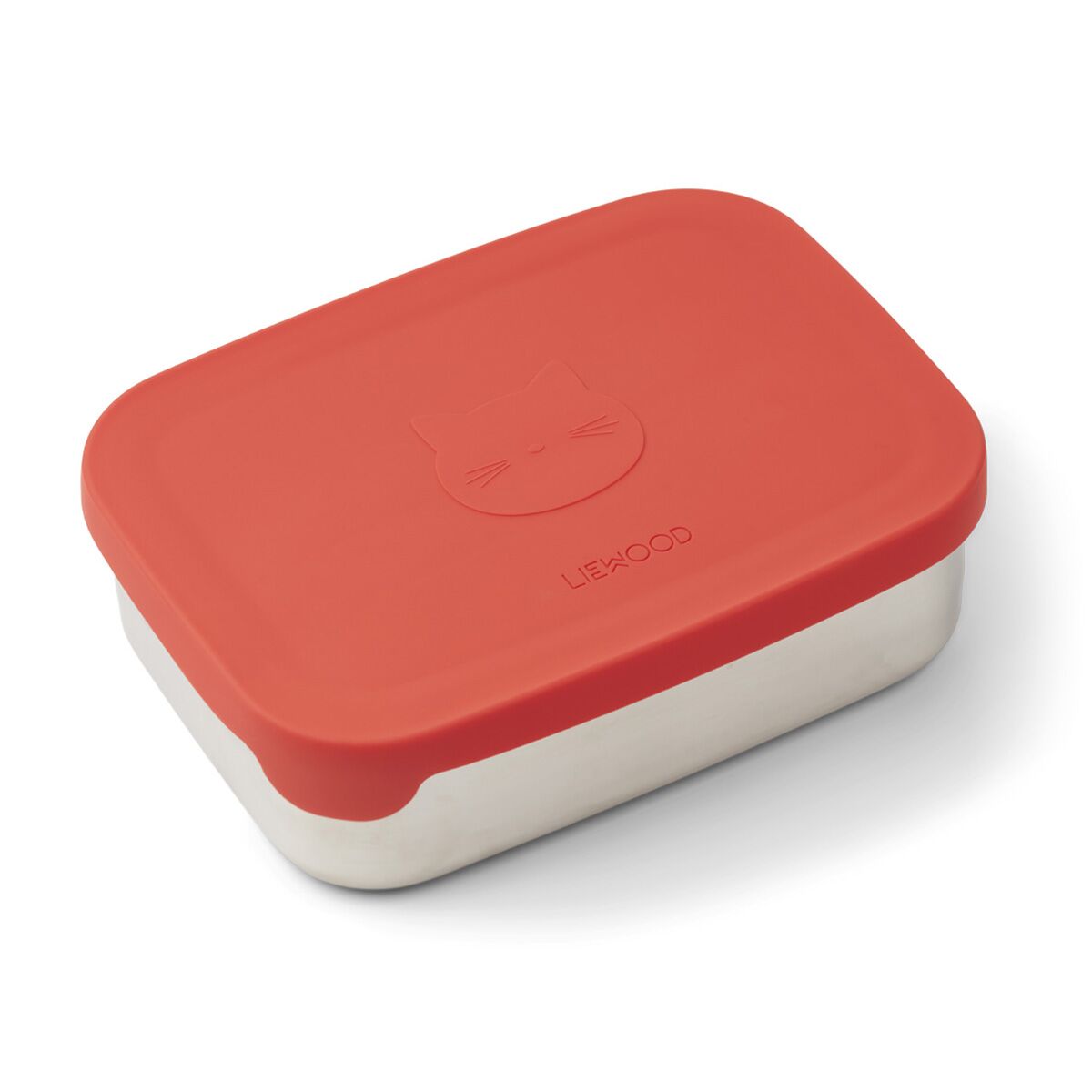 Liewood Nina Lunchbox „Cat apple red“, Edelstahl mit Silikon-Deckel