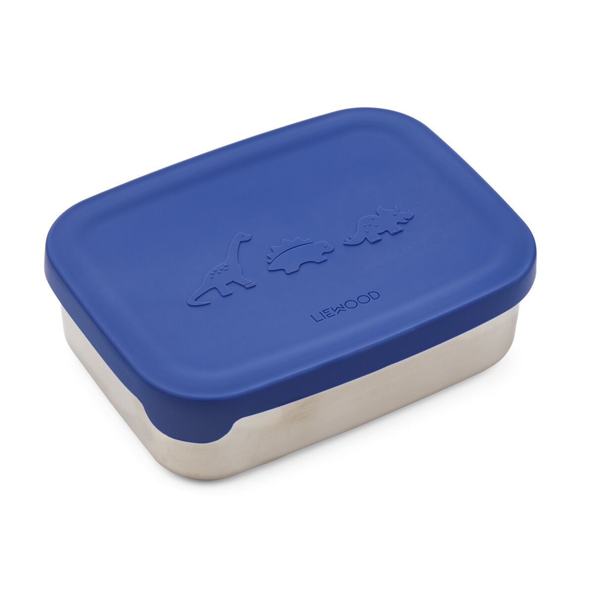 Liewood Nina Lunchbox „Dino surf blue“, Edelstahl mit Silikon-Deckel