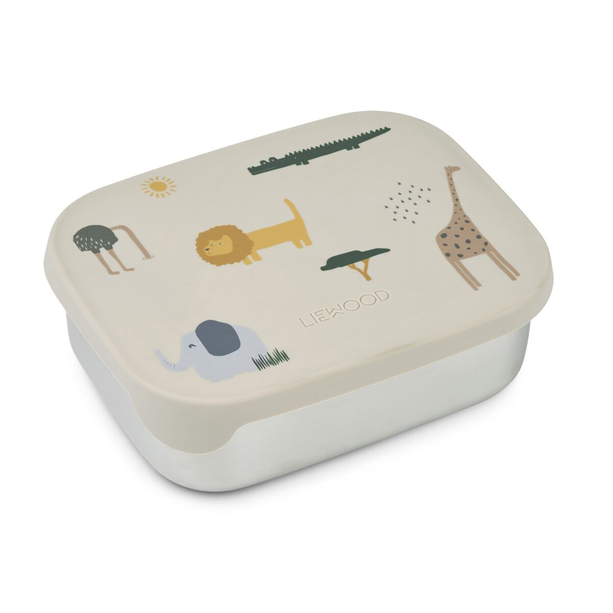 Liewood Arthur Lunchbox „Safari sandy mix“, Edelstahl mit Silikon-Deckel