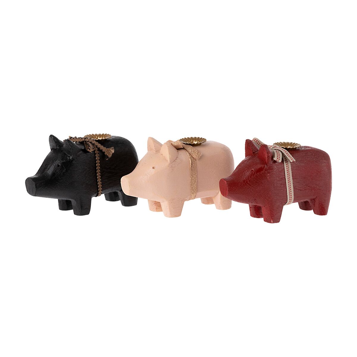 DELISTED Maileg Holzschwein, roter Kerzenhalter, small, 1-flammig, 10cm – Bild 3