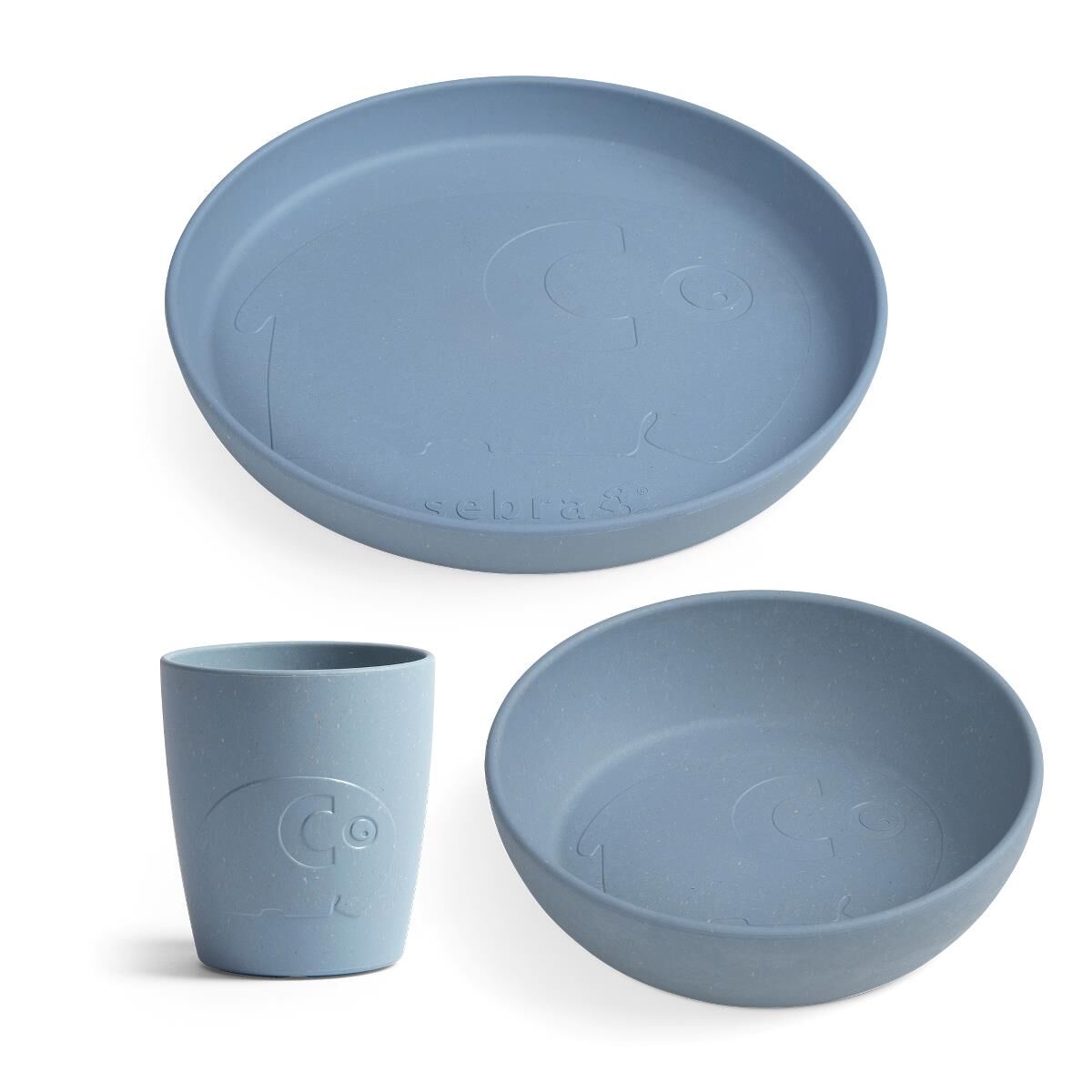 Sebra Kindergeschirr-Set MUMS „powder blue“, Biokunststoff