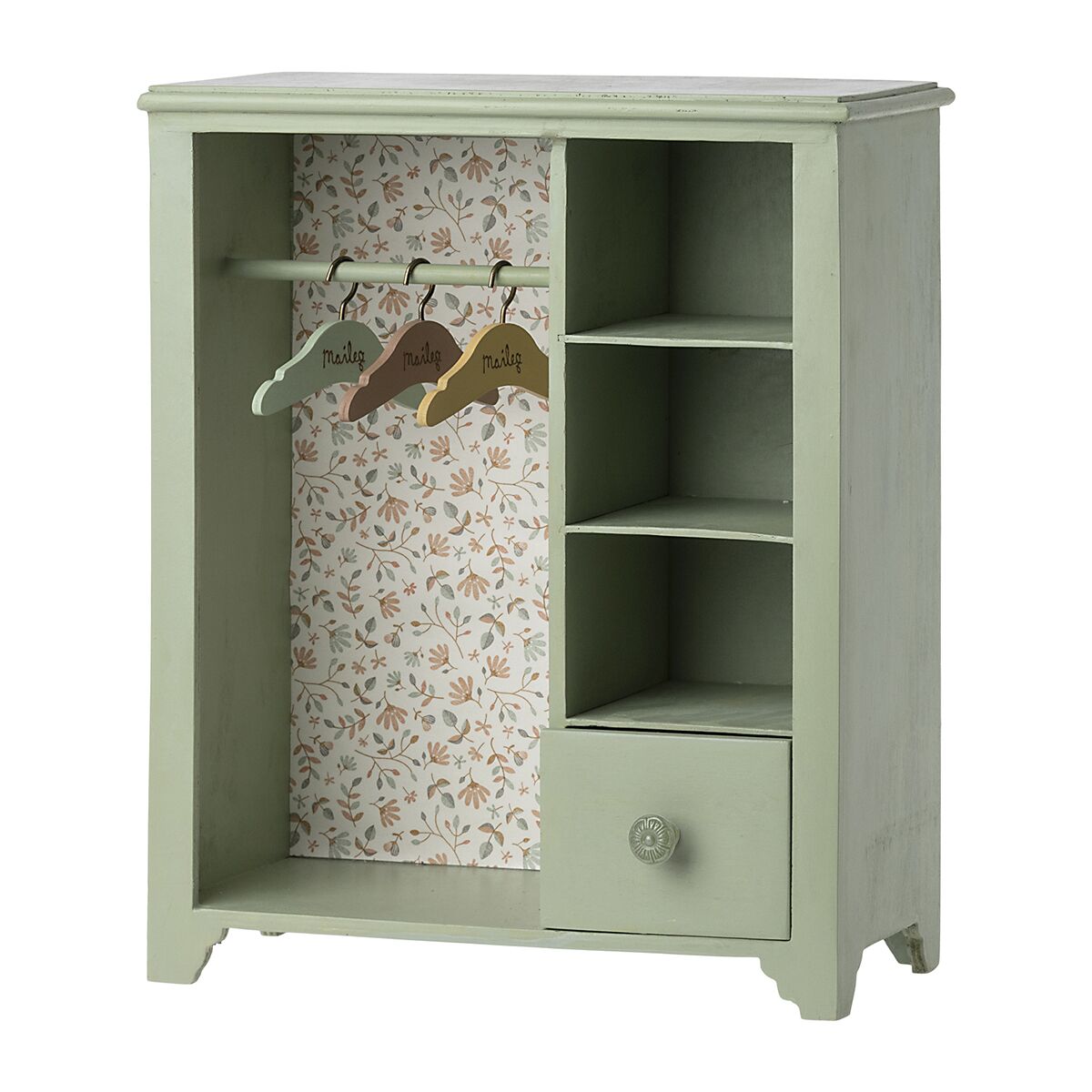 Maileg Miniatur Kleiderschrank aus Holz, minzgrün, 33x28cm