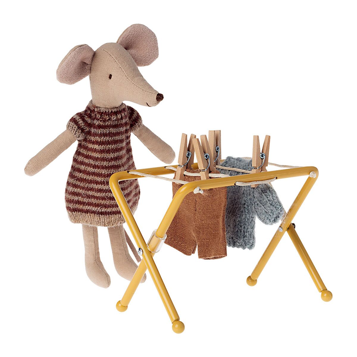 Maileg Miniatur Wäscheständer-Set, 8x11cm mit Maus
