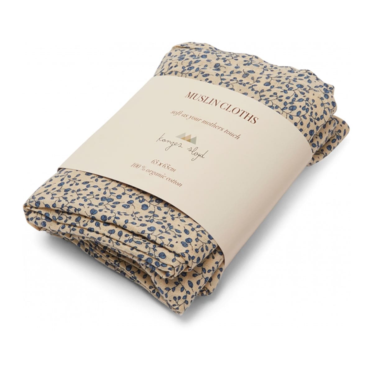 Konges Sløjd Musselin Tuch-Set „Blue Blossom Mist“, 65cm, 3er-Set