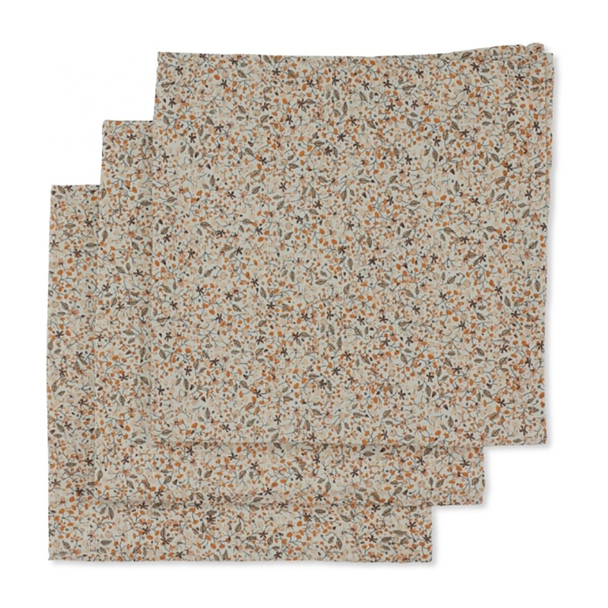 Konges Sløjd Musselin Tuch-Set „Flower Field“, 65cm, 3er-Set