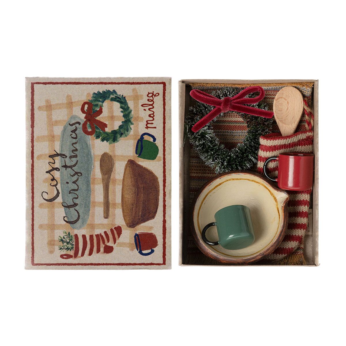 Maileg kuscheliges Weihnachtsset für Mäuse oder Wichtel, Streichholzbox
