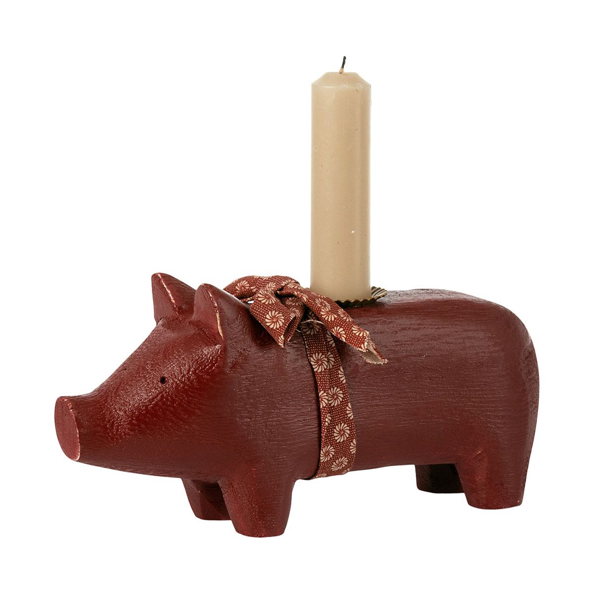 DELISTED Maileg Holzschwein, roter Kerzenhalter, medium, 1-flammig, 18cm – Bild 2