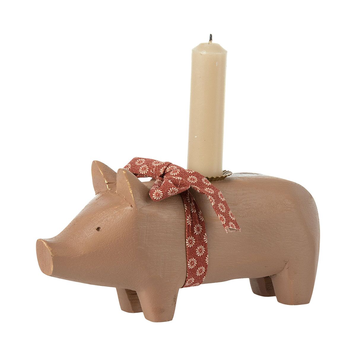 DELISTED Maileg Holzschwein, altrosa Kerzenhalter, medium, 1-flammig, 19cm – Bild 2