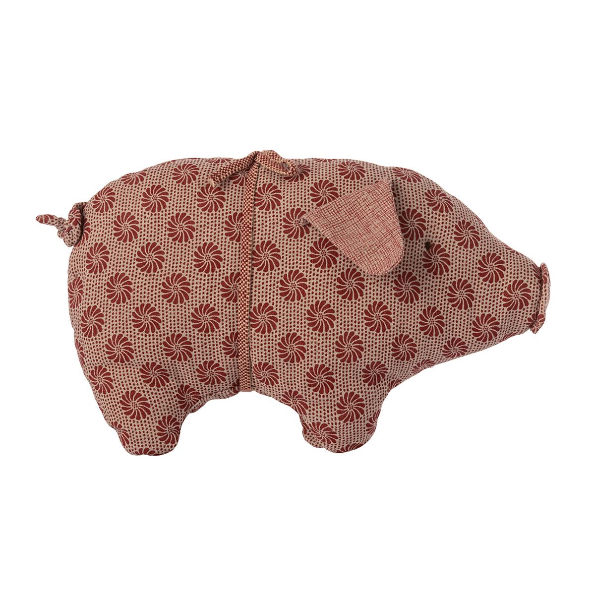 DELISTED Maileg Stoffschwein „Rote Blume“, Leinen, small, H16cm – Bild 2