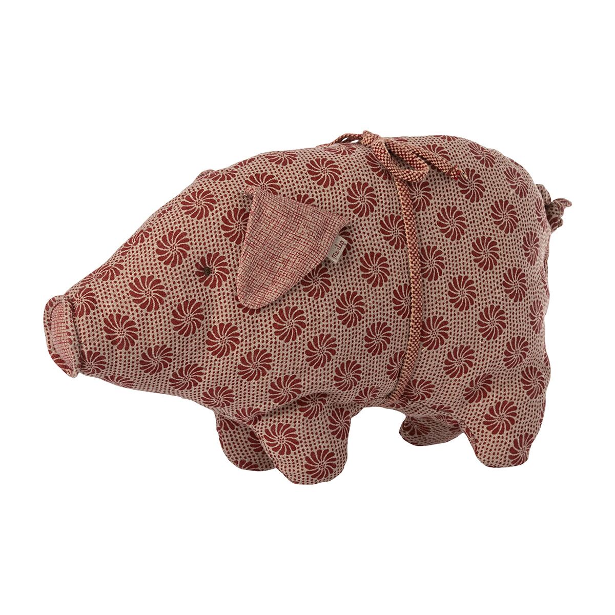 DELISTED Maileg Stoffschwein „Rote Blume“, Leinen, small, H16cm