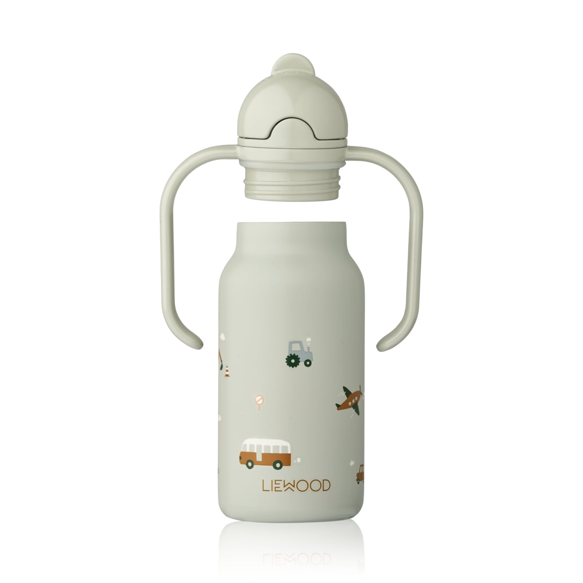 Liewood Edelstahl Trinkflasche Kimmie „Vehicles / Dove blue“ mit Griffen – Bild 4
