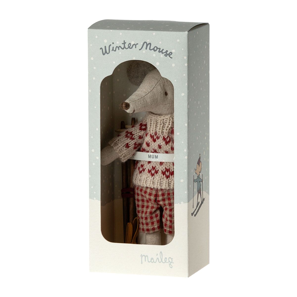DELISTED Maileg Mama Wintermaus mit Ski, H15cm – Bild 3
