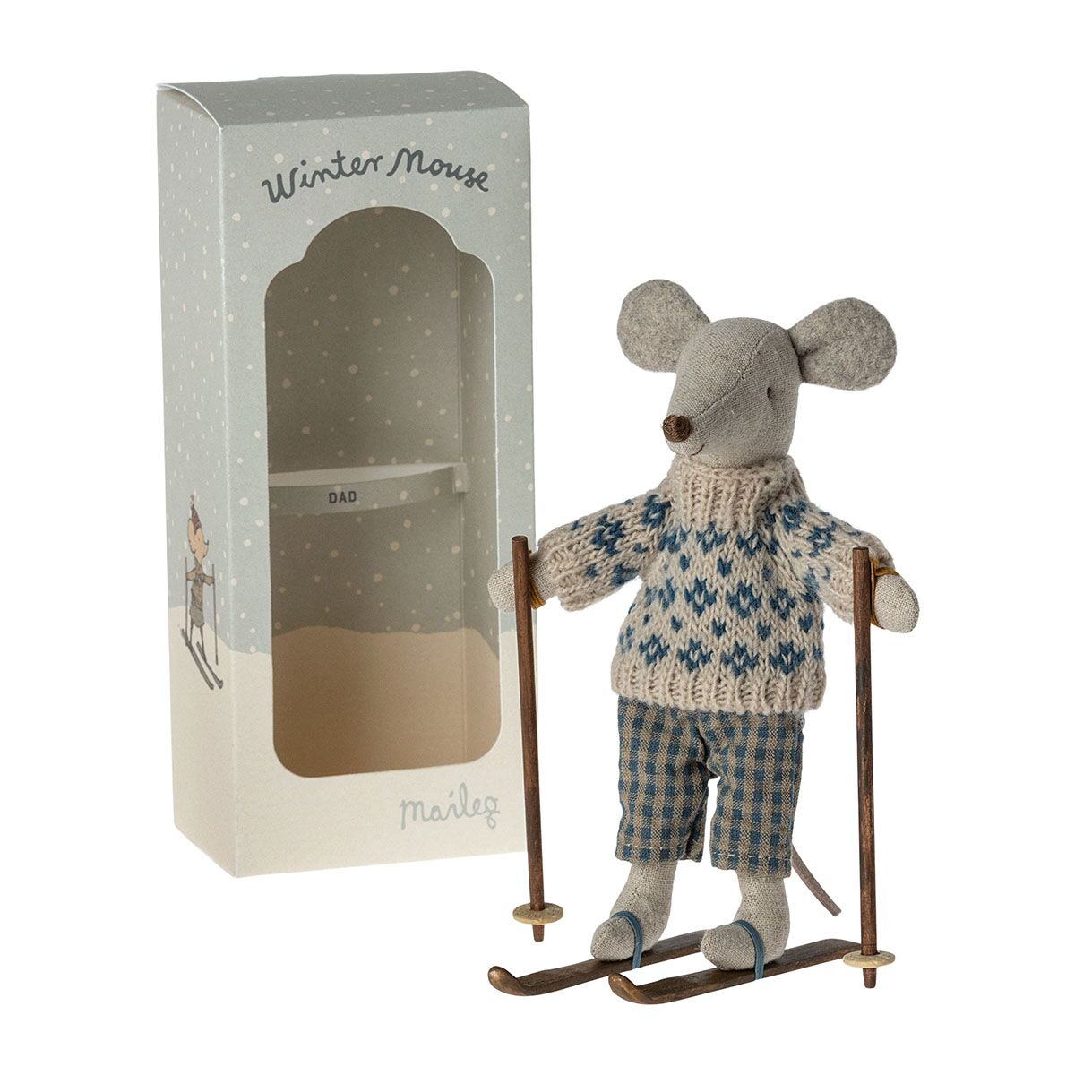 DELISTED Maileg Papa Wintermaus mit Ski, H15cm – Bild 2