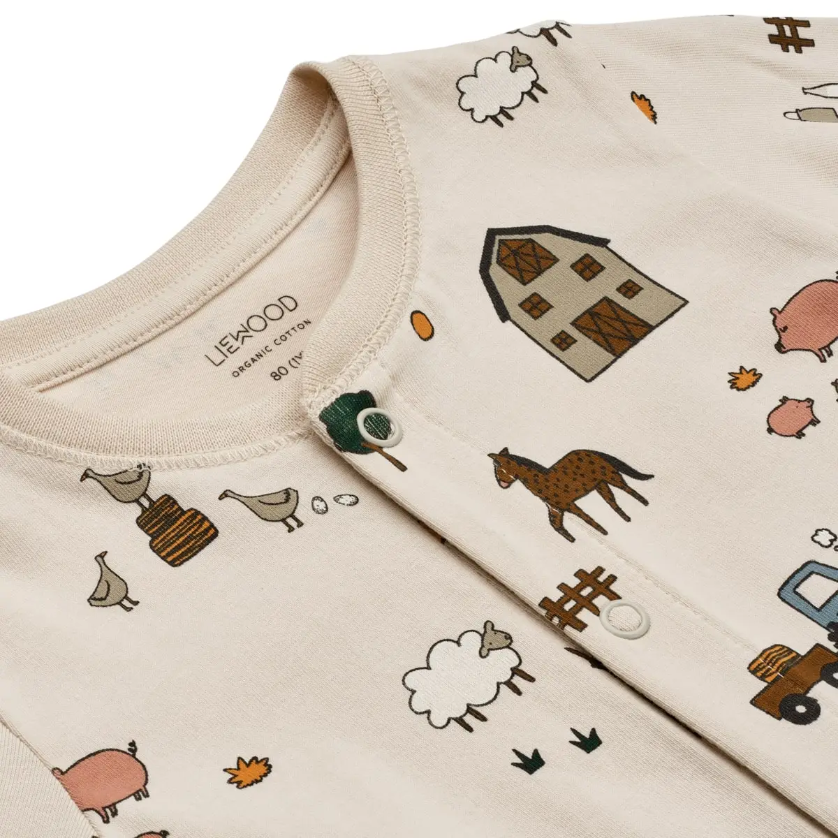 Liewood Pyjama-Jumpsuit Birk „Farm / Sandy“, Gr. 56-68 – Bild 3