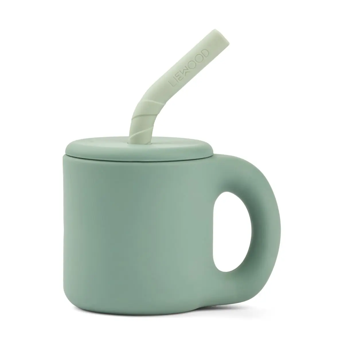 Liewood Silikon Becher Jenna „Dusty mint / Peppermint“ mit Trinkhalm