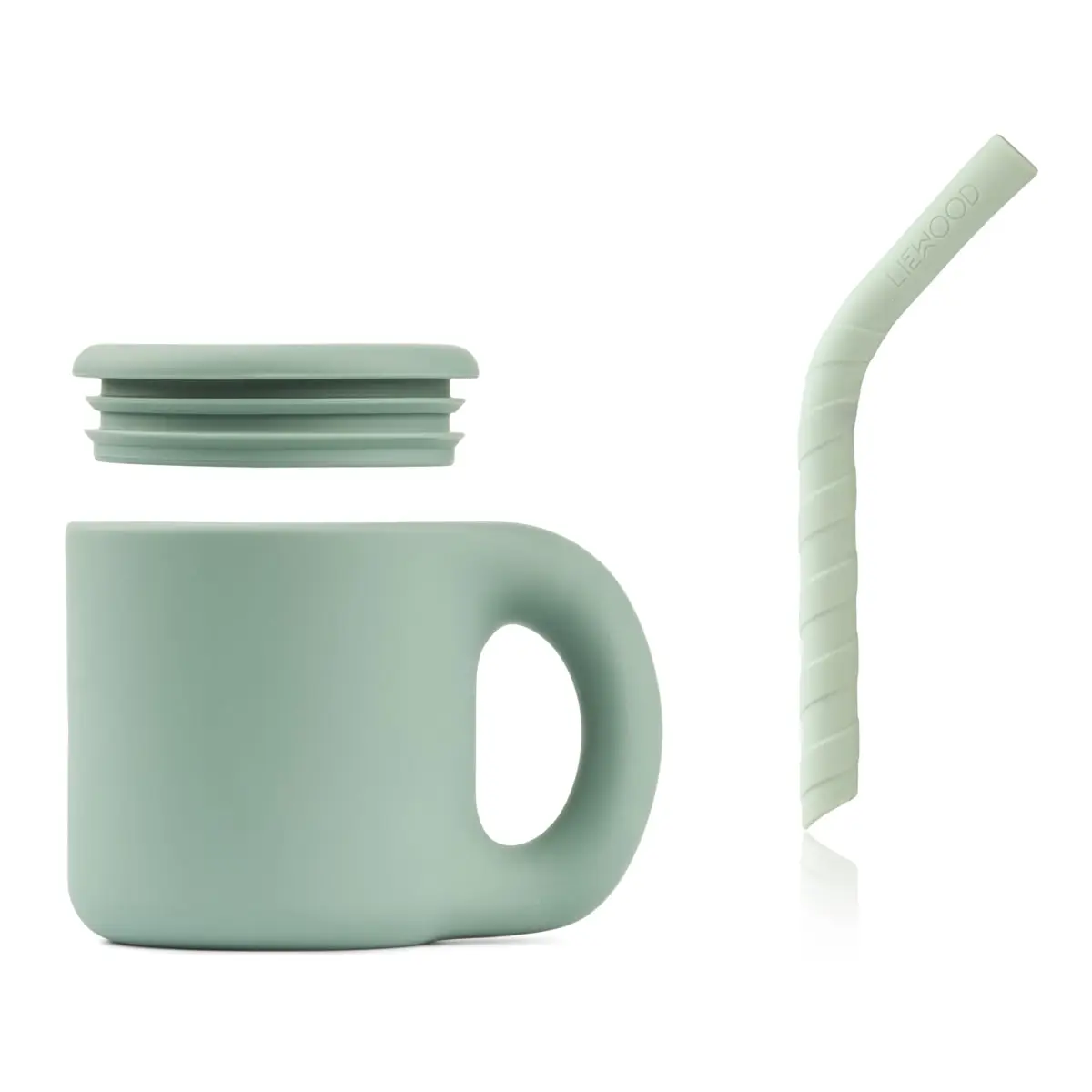 Liewood Silikon Becher Jenna „Dusty mint / Peppermint“ mit Trinkhalm