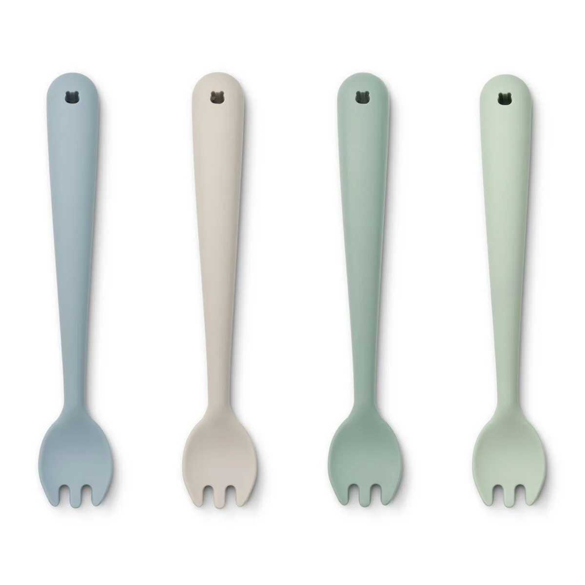 Liewood Kindergabel-Set Scott „Dusty mint multi mix“ aus Silikon, 4-teilig