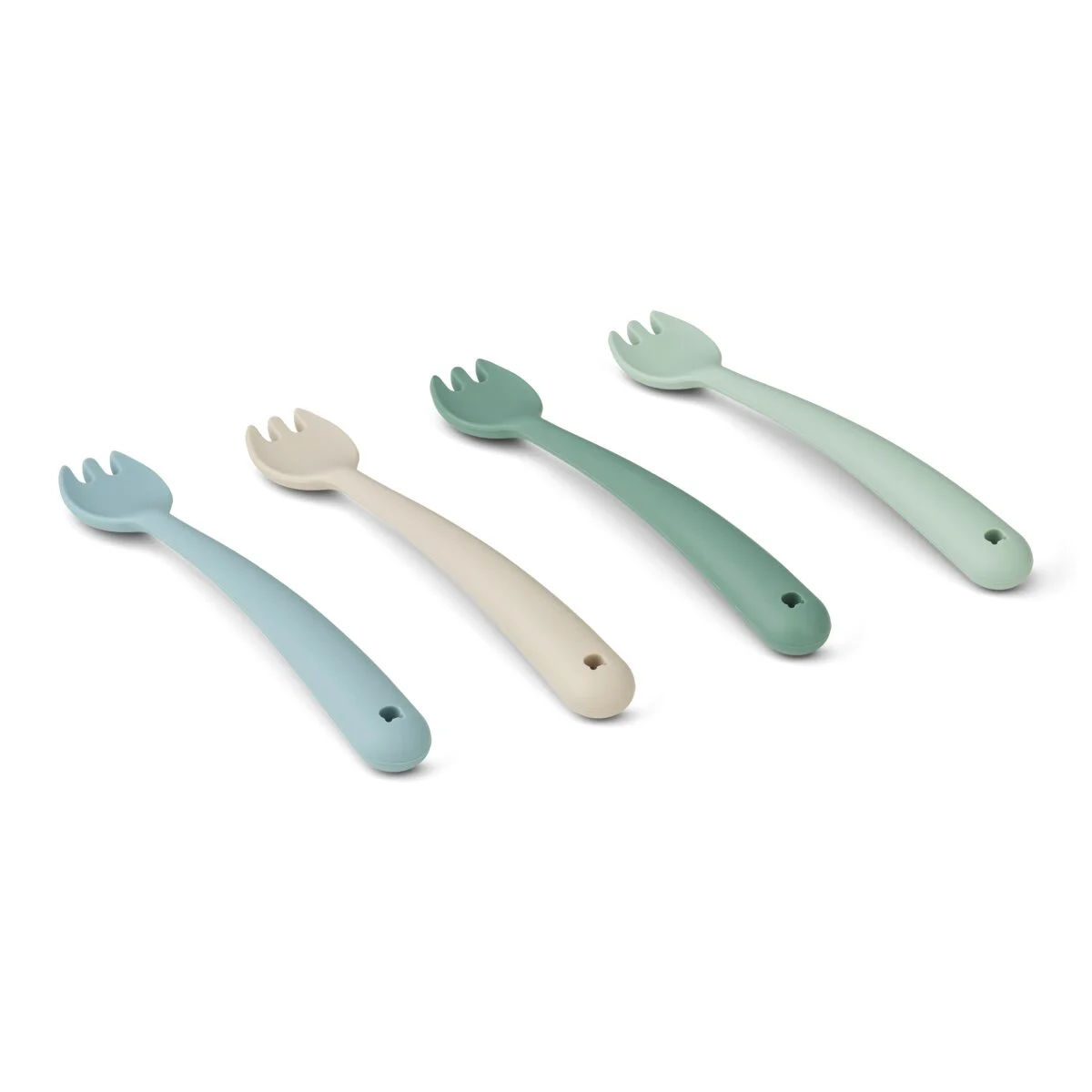 Liewood Kindergabel-Set Scott „Dusty mint multi mix“ aus Silikon, 4-teilig