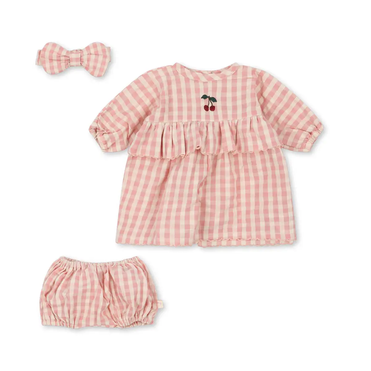 Konges Sløjd Puppen-Kleidung „Powder Pink Check“ für 42cm Puppen