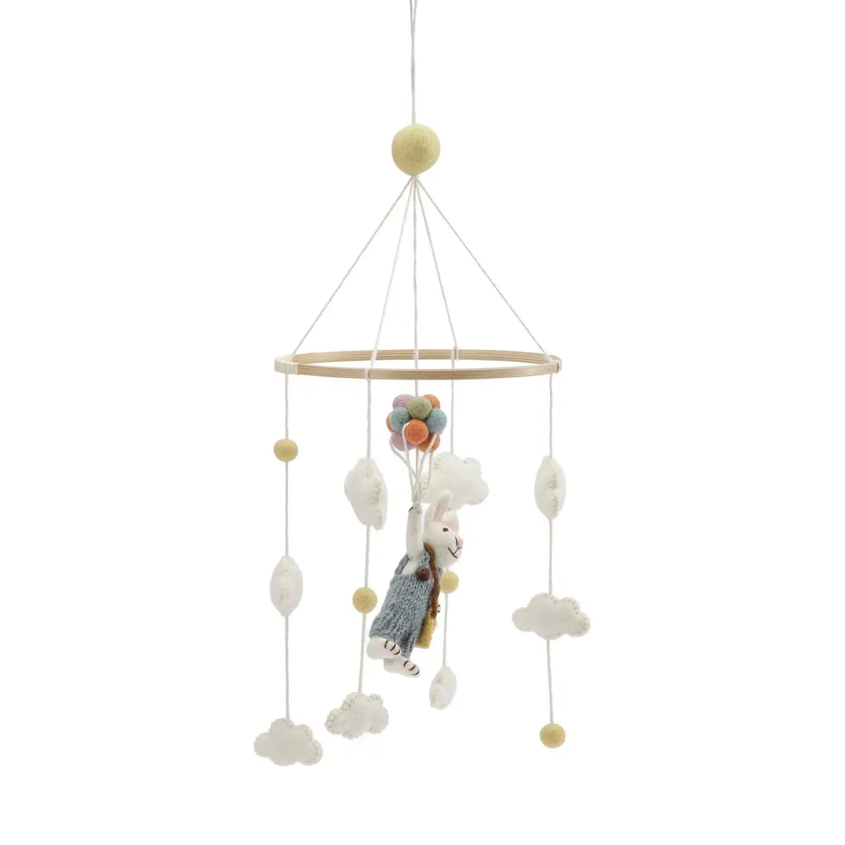 Gry & Sif Filz-Mobile „Hasenjunge mit Ballons“ ø24cm