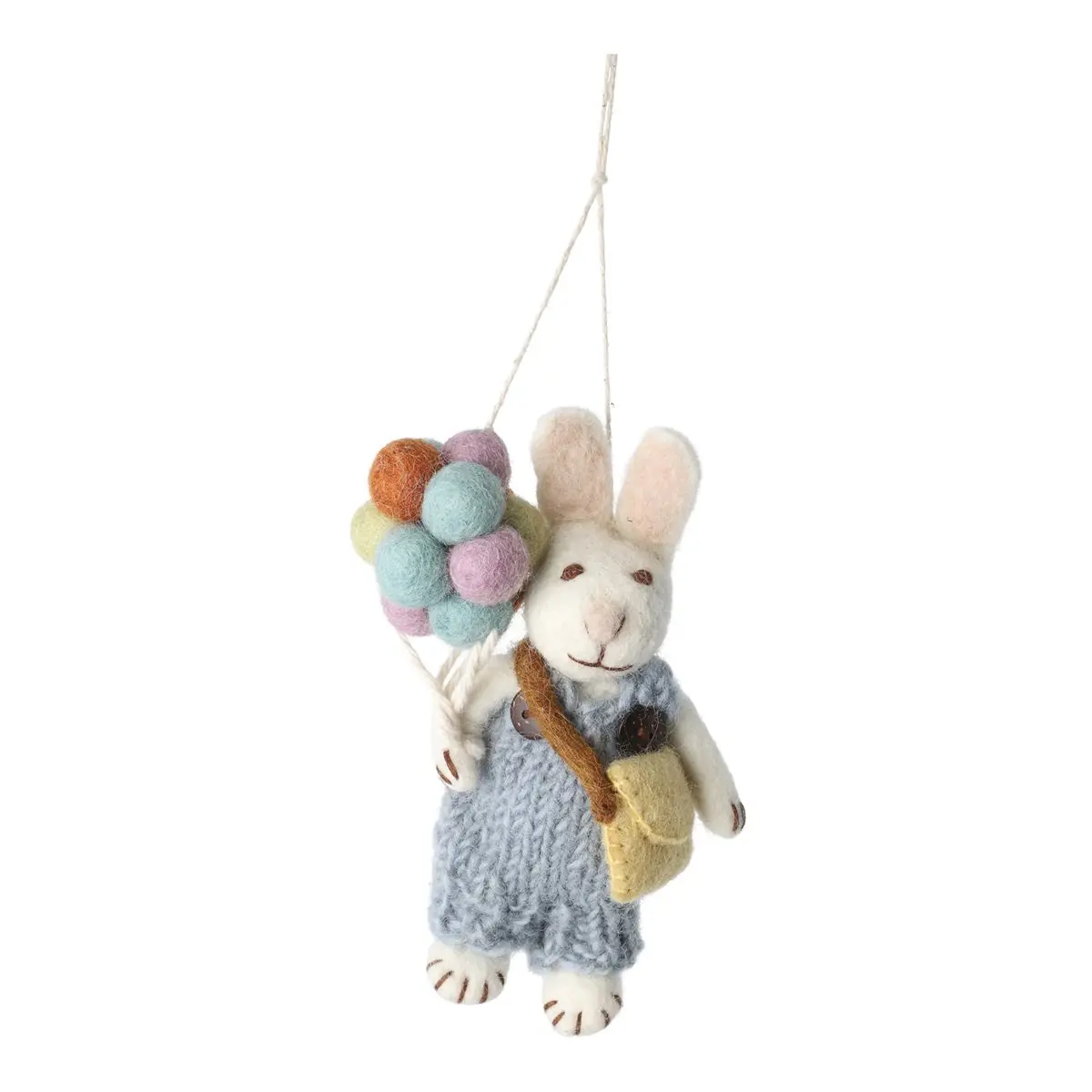 Gry & Sif Filz-Mobile „Hasenjunge mit blauen Hosen und Ballons“