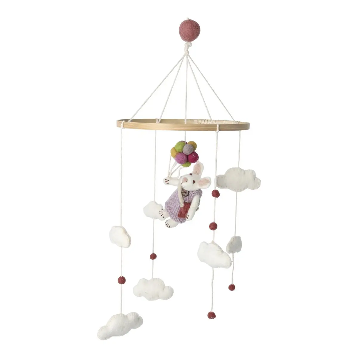 Gry & Sif Filz-Mobile „Hasenmädchen mit Ballons“ ø24cm