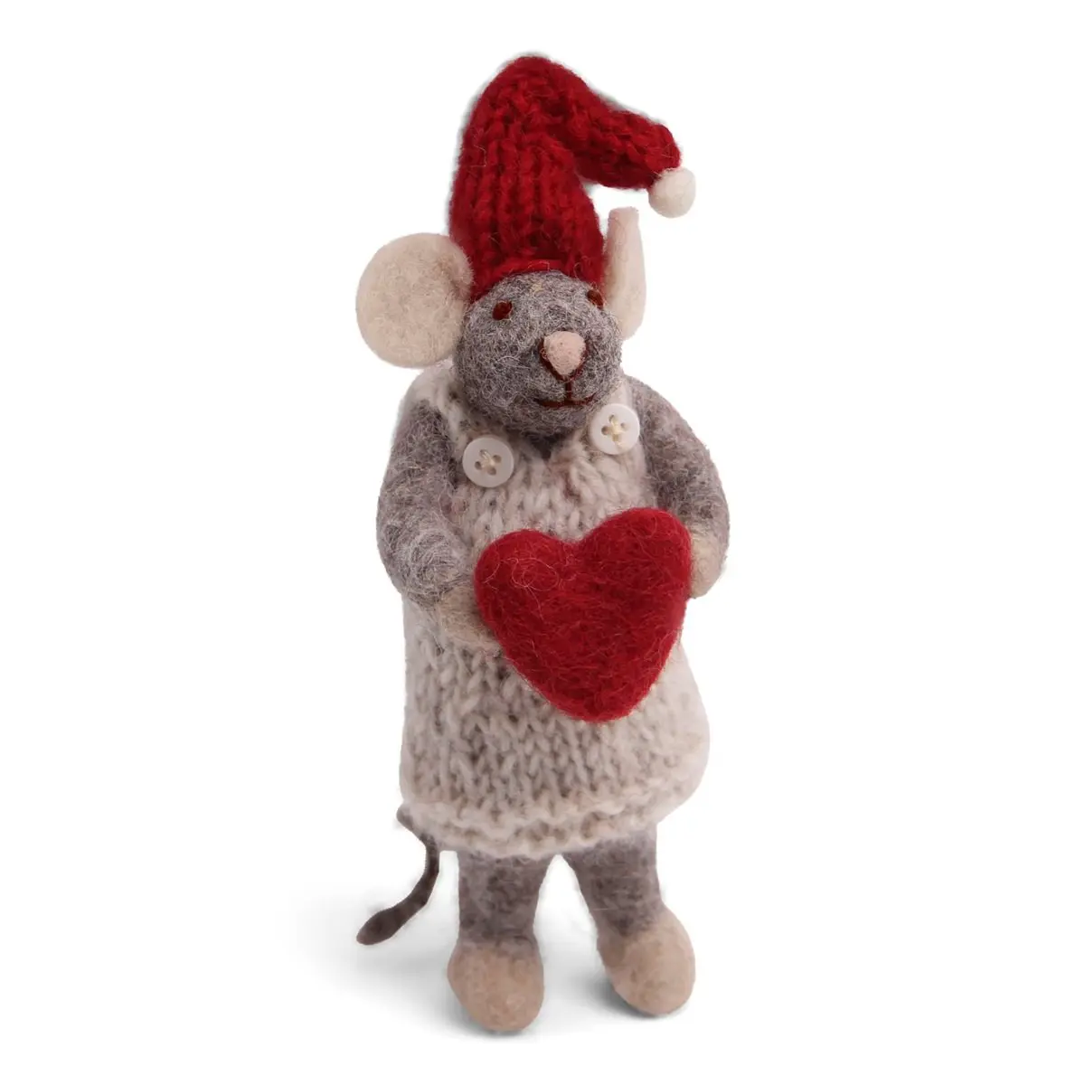Gry & Sif Weihnachtsmaus „graue Maus / Herz“ 12cm