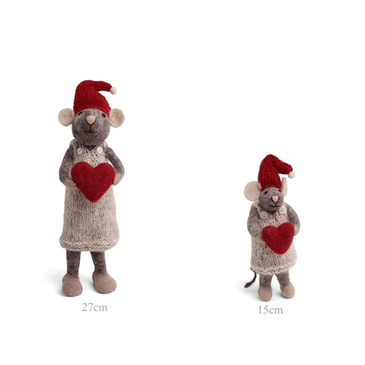 Gry & Sif Weihnachtsmaus „graue Maus : Herz“ 12cm 02