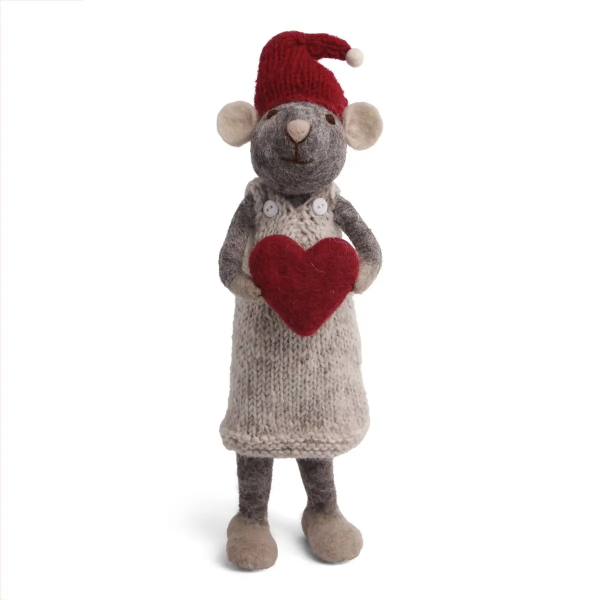 Gry & Sif Weihnachtsmaus „graue Maus / Mädchen mit Herz“ 27cm