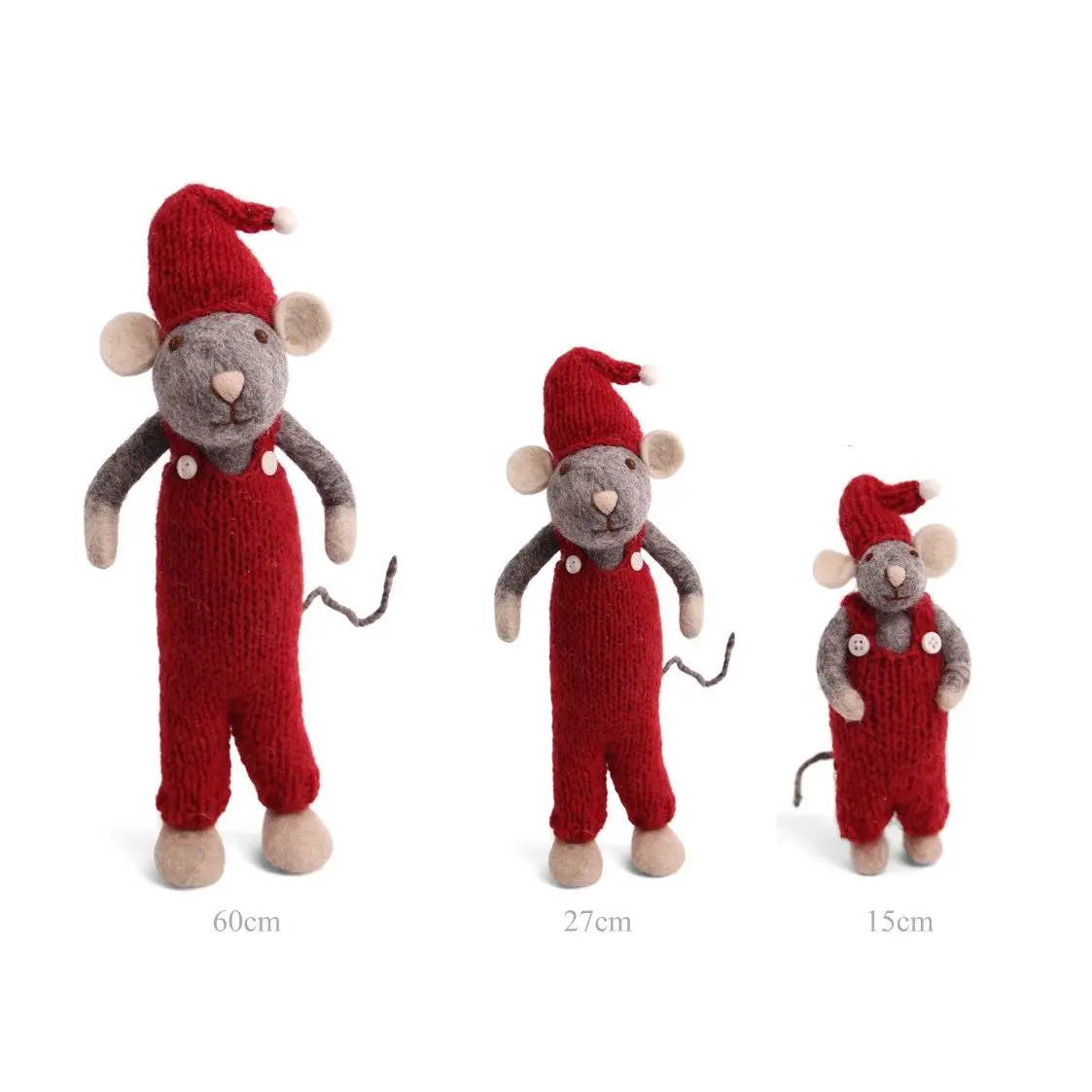 Gry & Sif Weihnachtsmaus „graue Maus / rote Latzhose“ 12cm