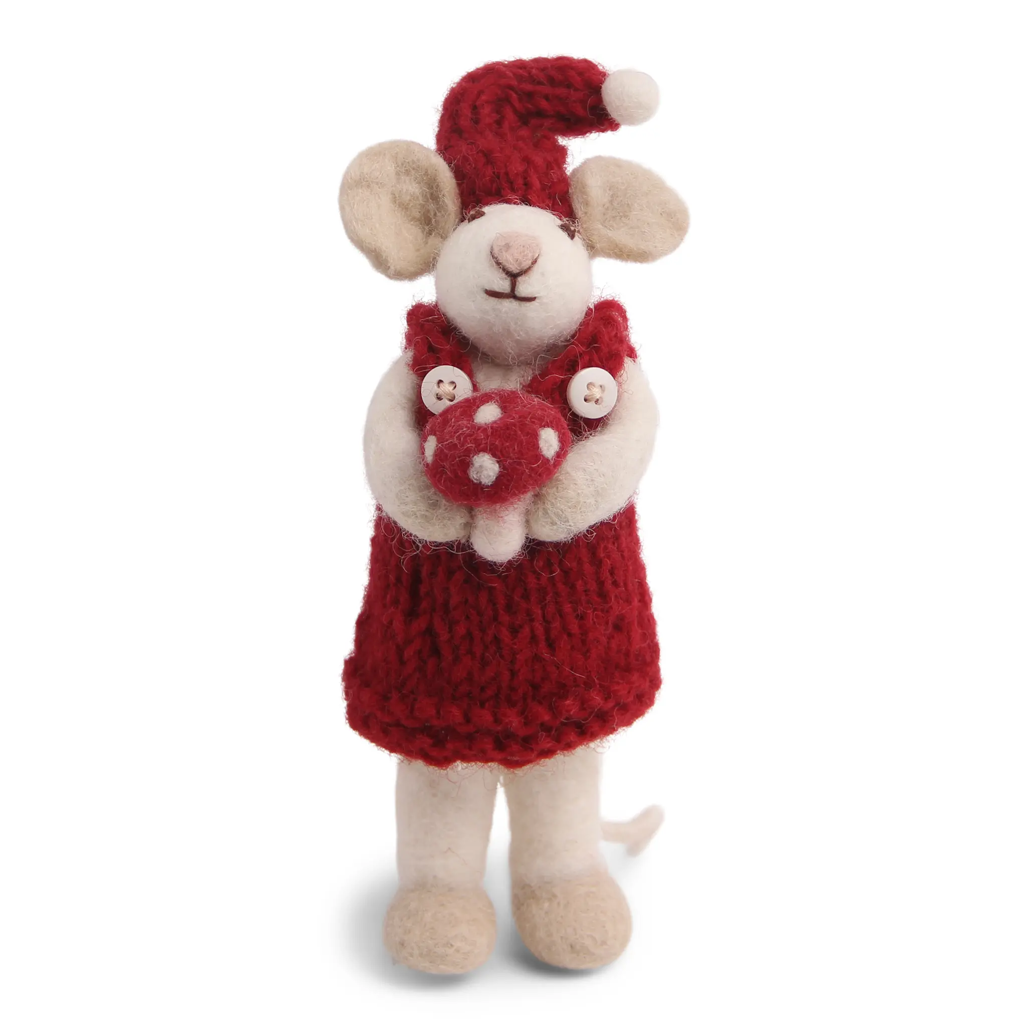 Gry & Sif Weihnachtsmaus „weiße Maus / Fliegenpilz“ 15cm