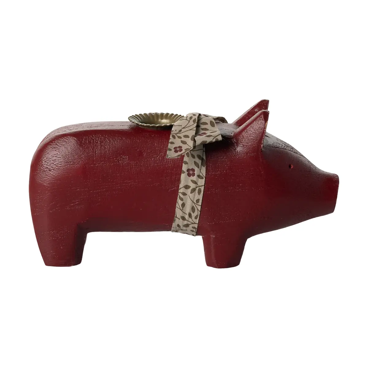 Maileg Holzschwein, roter Kerzenhalter, medium, 1-flammig, 18cm
