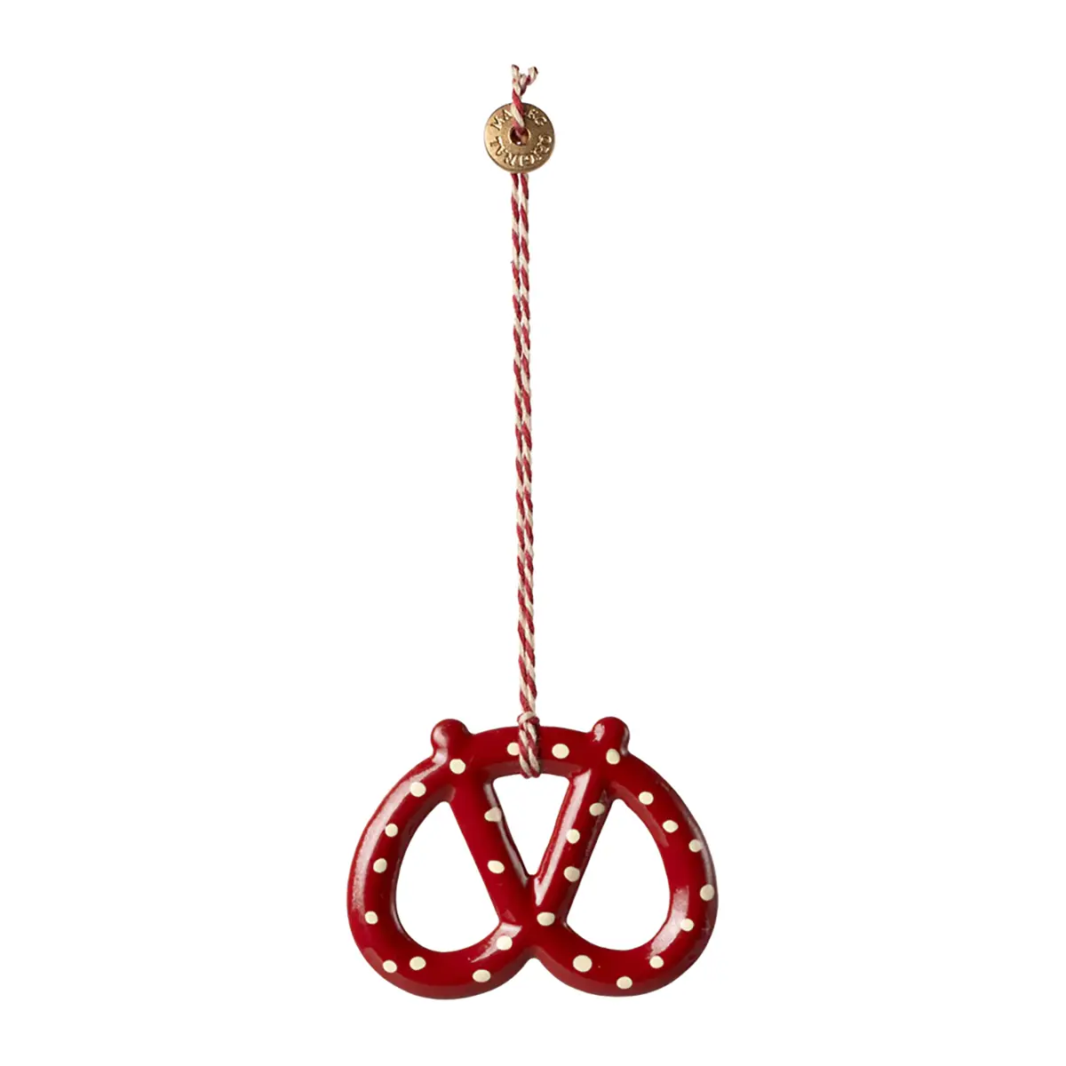 Maileg Weihnachtsbaumschmuck Brezel aus Metall „Punkte“ 5x6cm