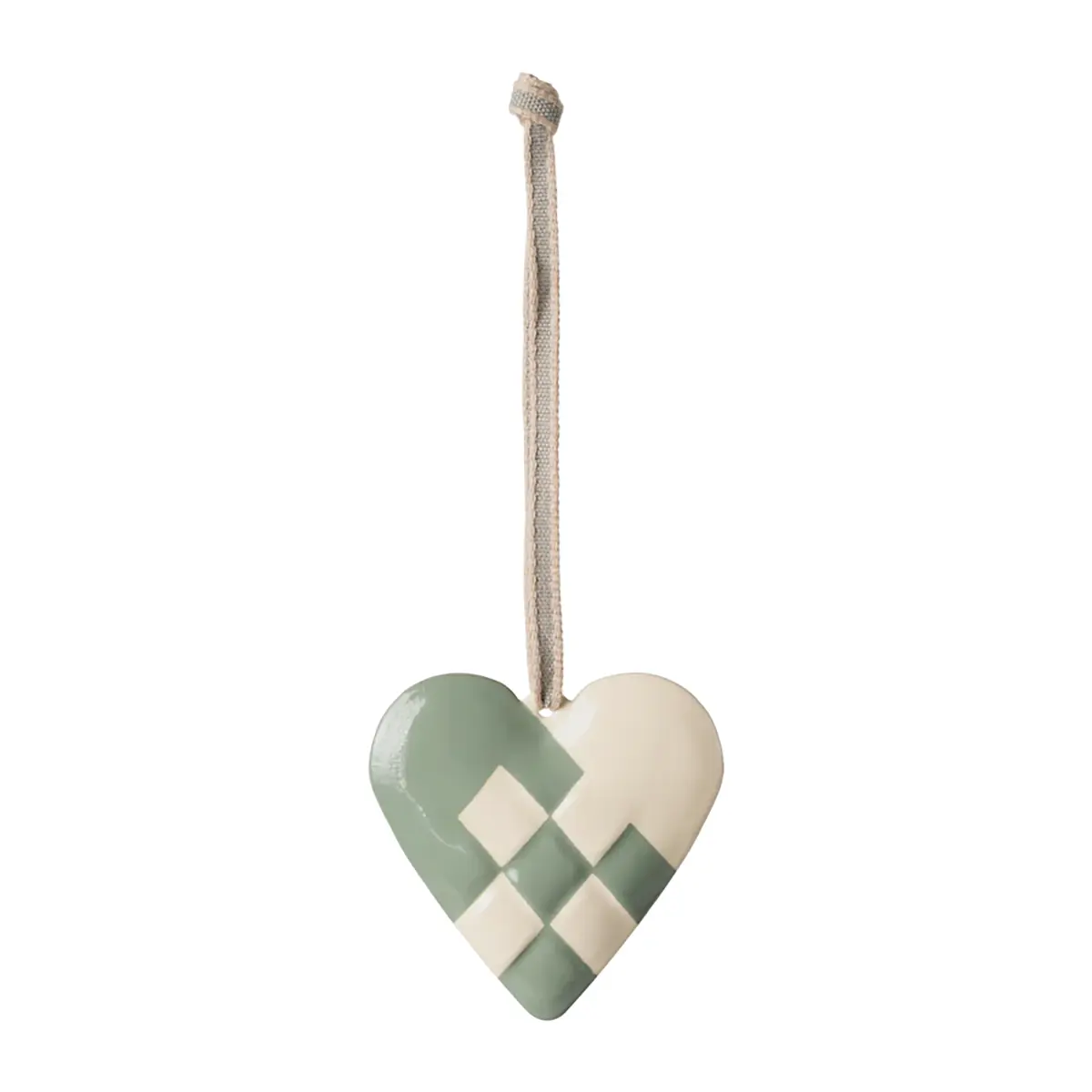 Maileg Weihnachtsbaumschmuck Herz aus Metall „mint“, groß, 6x6cm